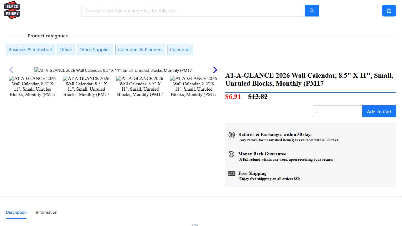 AT-A-GLANCE 2026 Wall Calendar, 8.5" X 11", Small, Unruled Blocks, Monthly (PM17